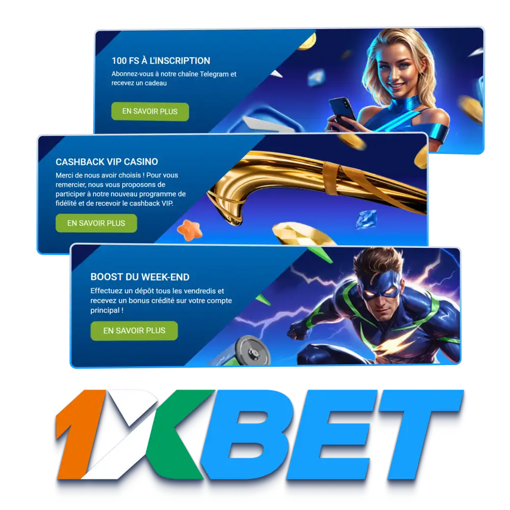 Recevez votre bonus de bienvenue et gagnez à 1xBet.