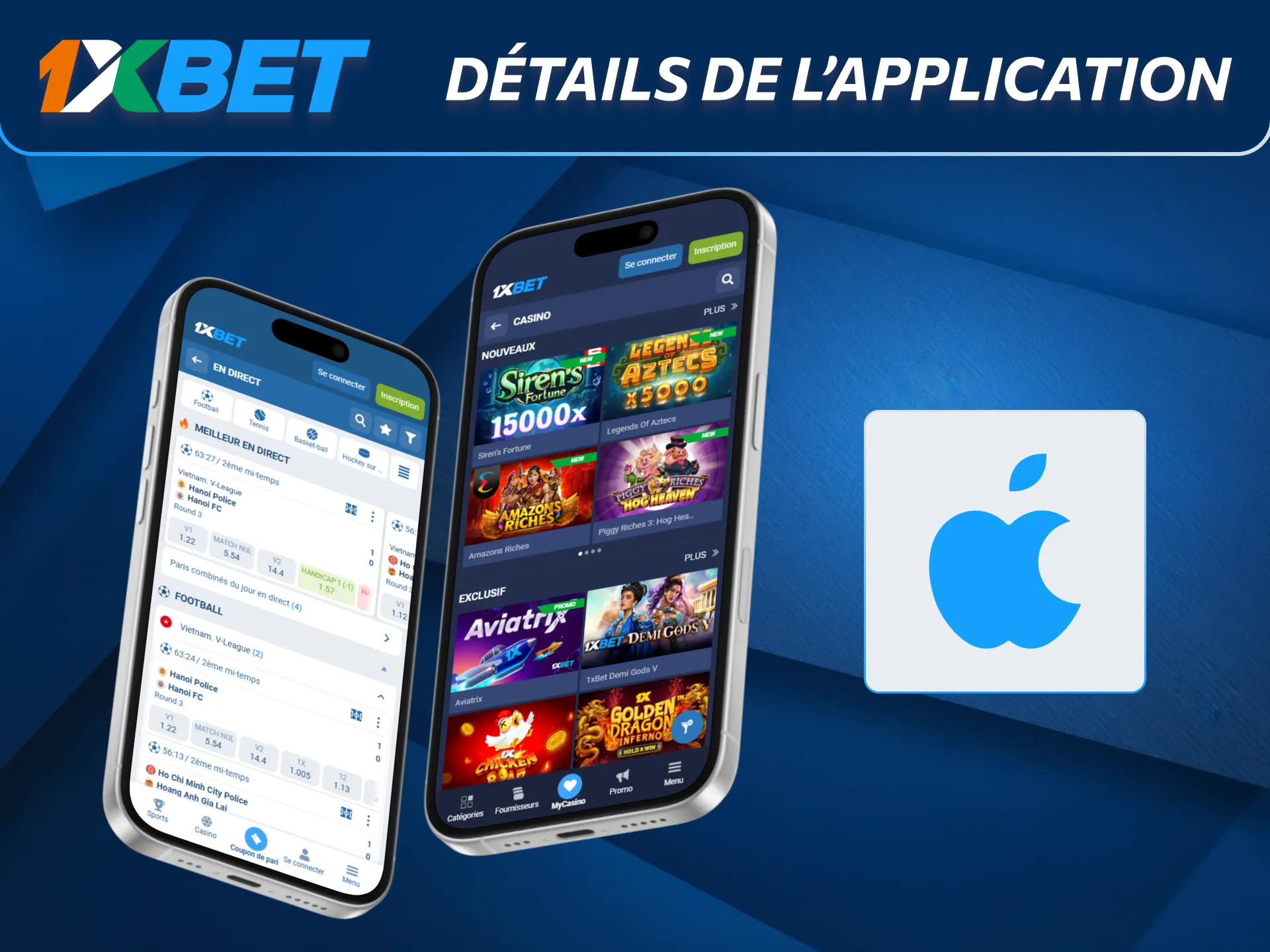 Consultez les détails de l’application iOS 1xBet.