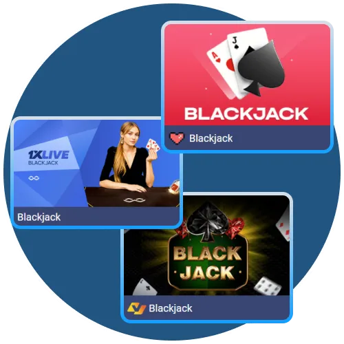 Essayez le blackjack excitant sur 1xBet.