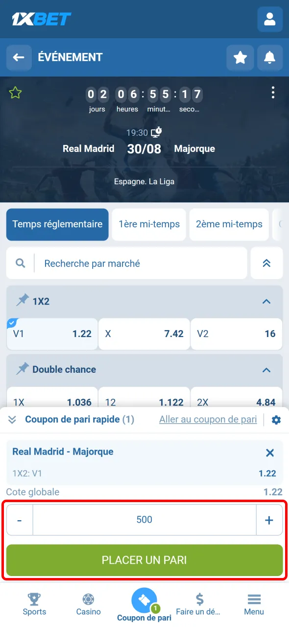 Placez vos paris en ligne facilement avec 1xBet.
