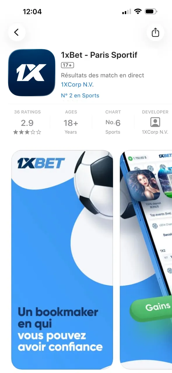 Téléchargez et installez l’application iOS 1xBet en Côte d’Ivoire.