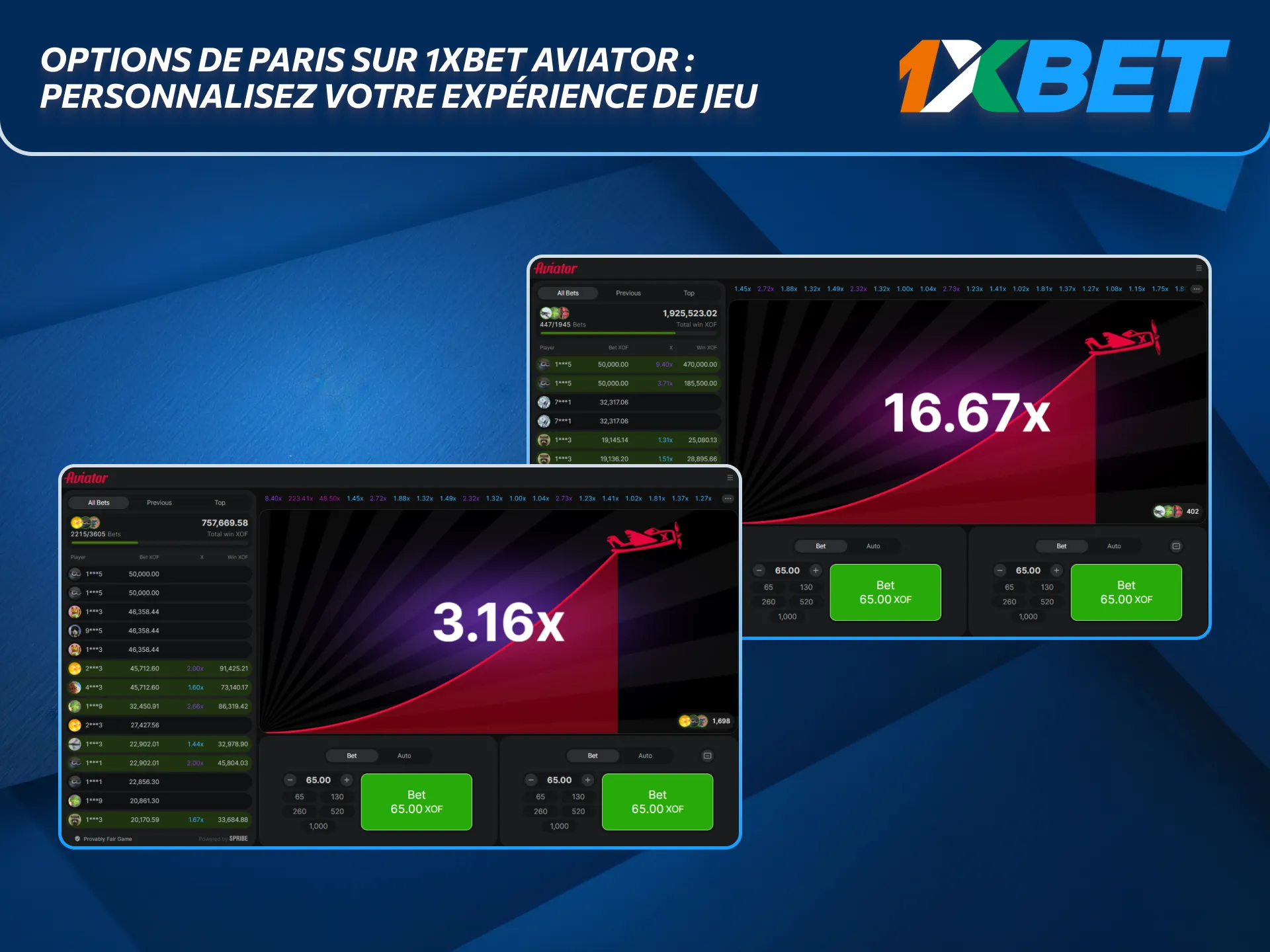 Les options de paris Aviator sur 1xBet rendent l’expérience unique.
