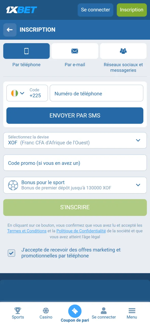 En Côte d’Ivoire, l’inscription au casino 1xBet permet d’obtenir un bonus attractif.