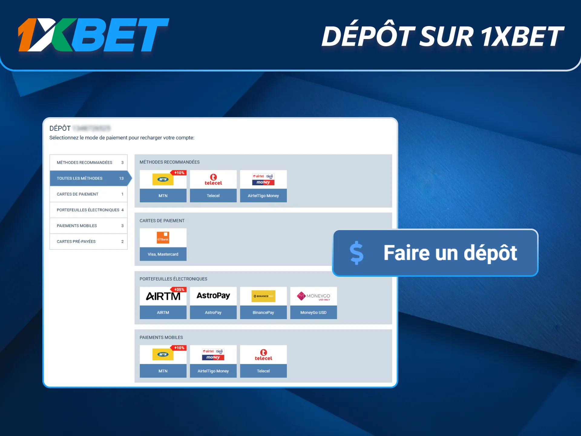 Un dépôt sur 1xBet ouvre rapidement l’accès aux différents jeux.