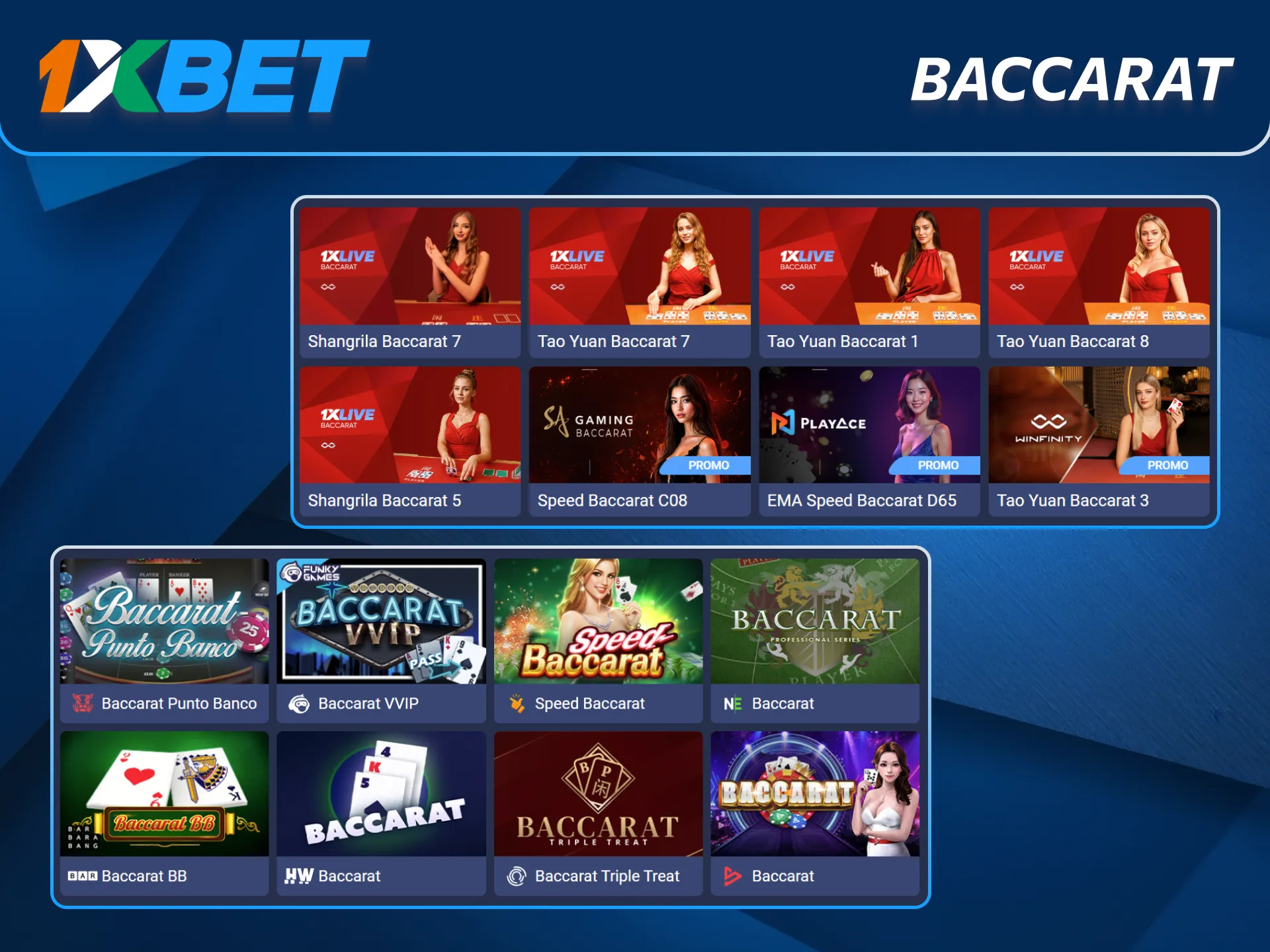 En Côte d’Ivoire, le baccarat est apprécié grâce à 1xBet.
