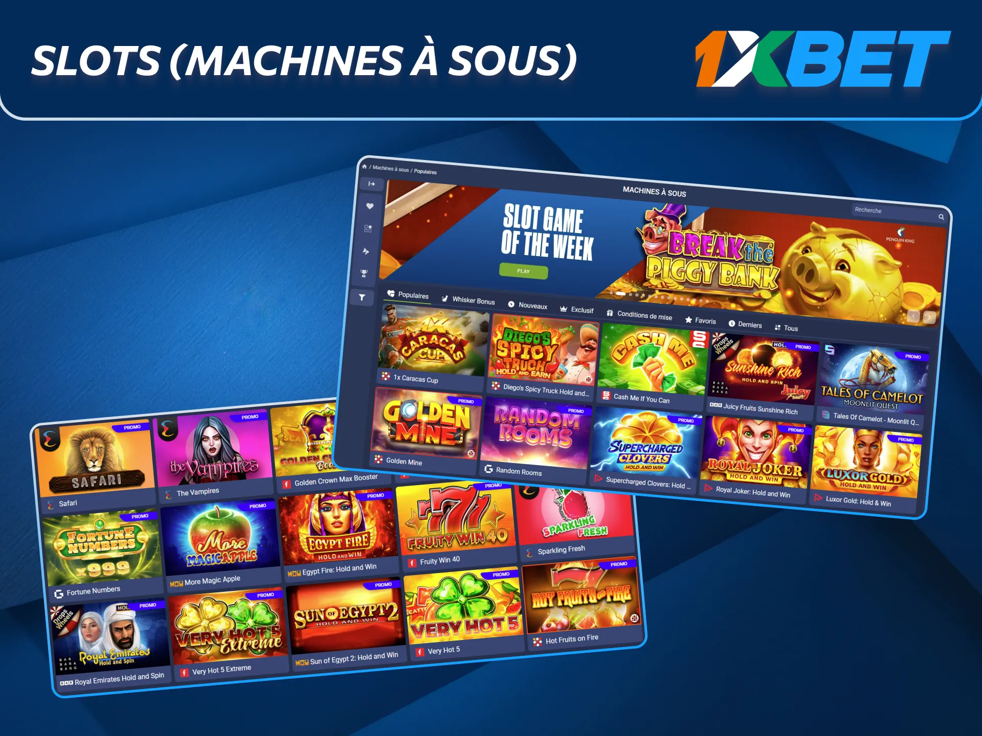 Avec ses machines à sous, 1xBet propose un divertissement varié.