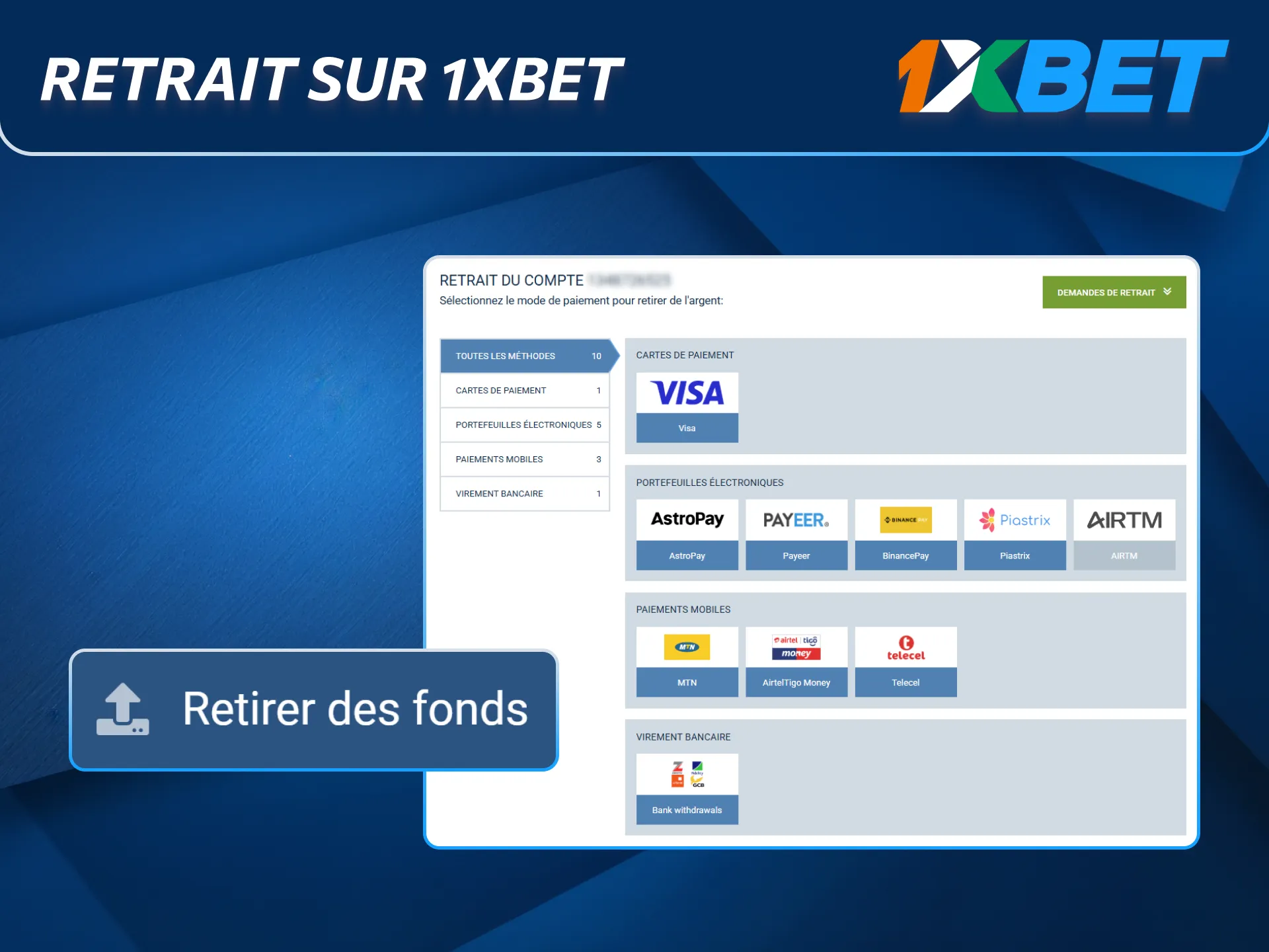 Les retraits via 1xBet restent simples et sécurisés pour les joueurs ivoiriens.