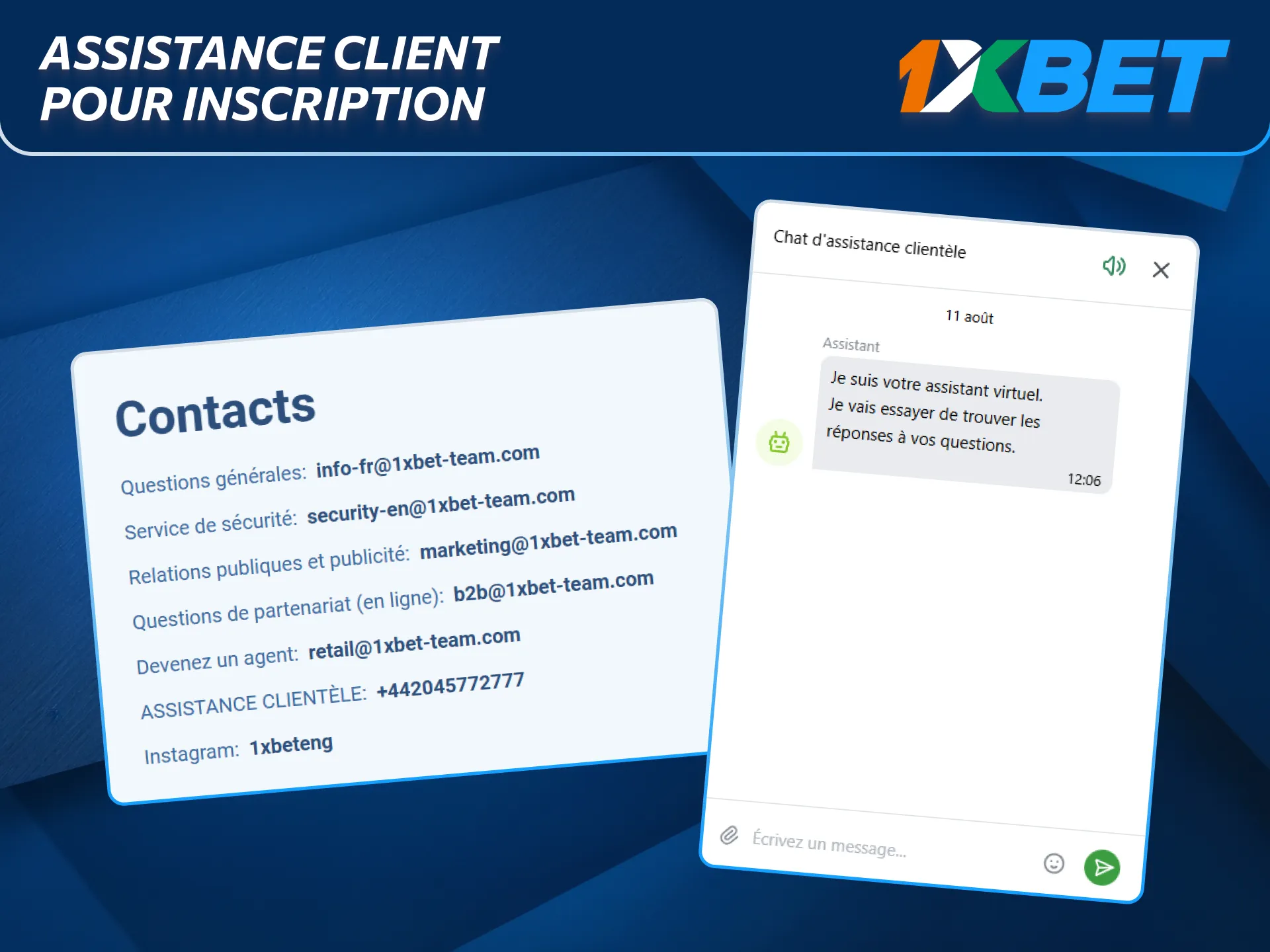 Assistance client 1xBet dédiée à l’inscription pour les joueurs ivoiriens.