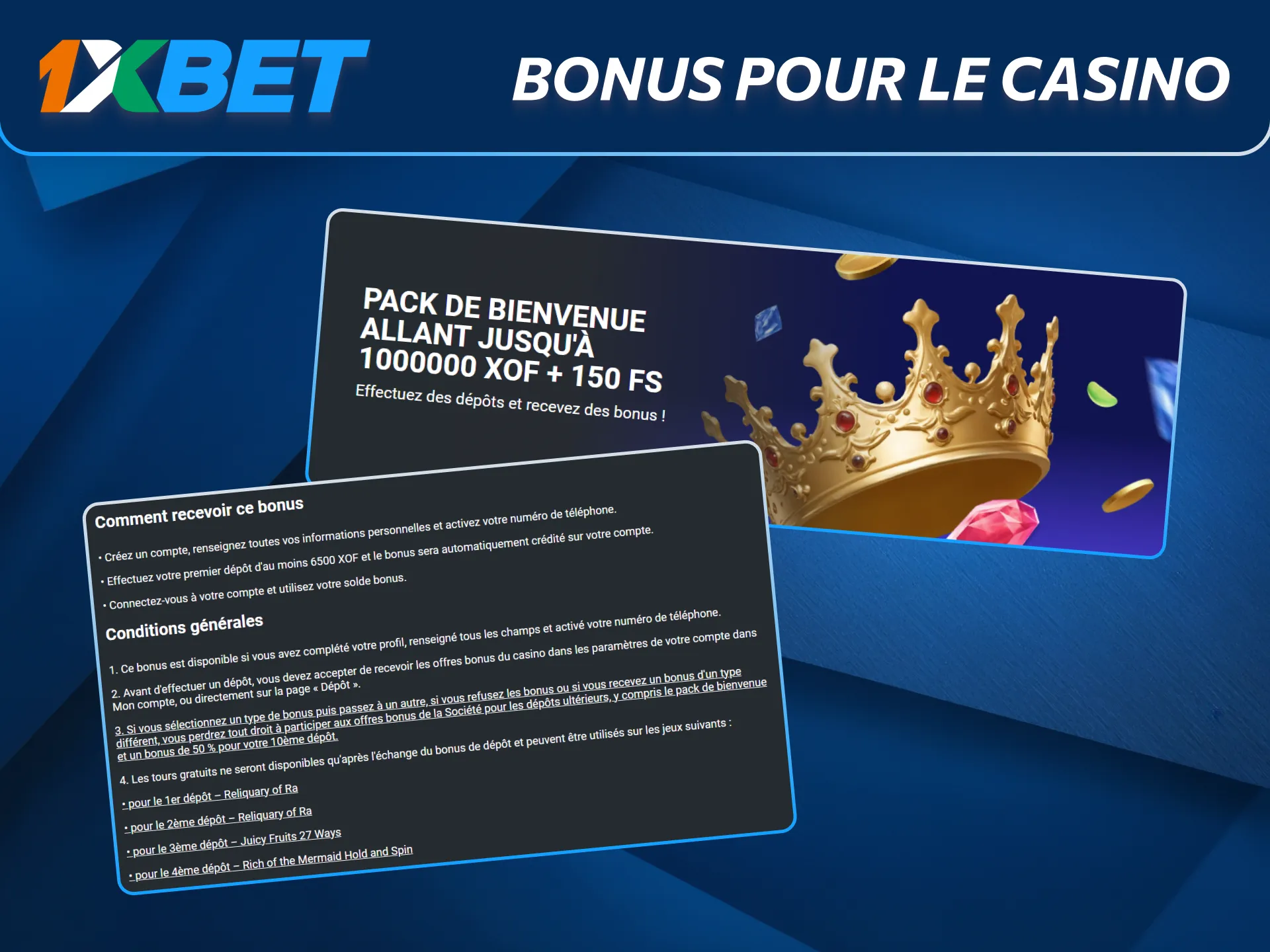 Bonus casino intéressant proposé par 1xBet pour ses joueurs.
