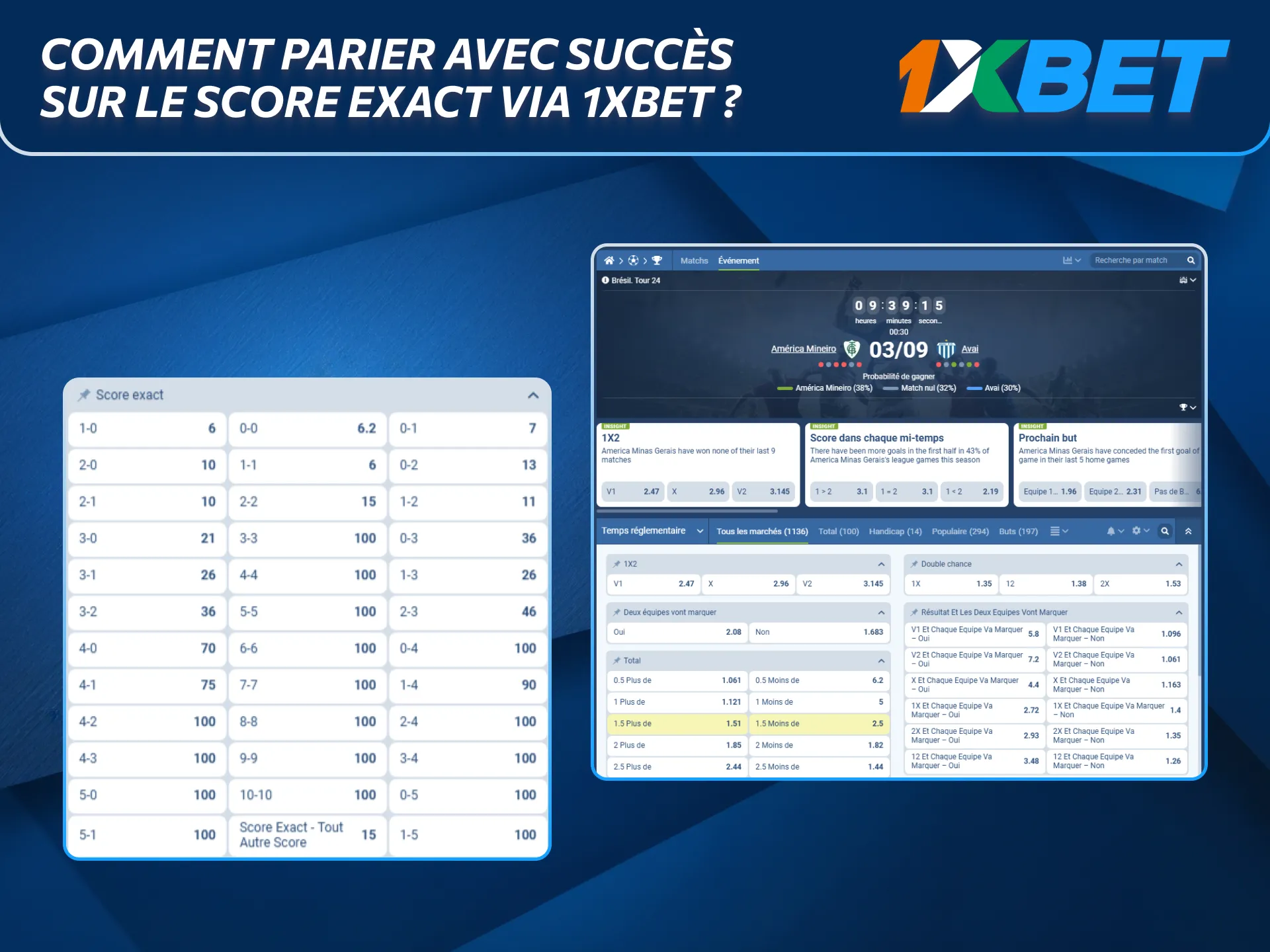Pariez facilement sur le score exact grâce à 1xBet en Côte d’Ivoire.