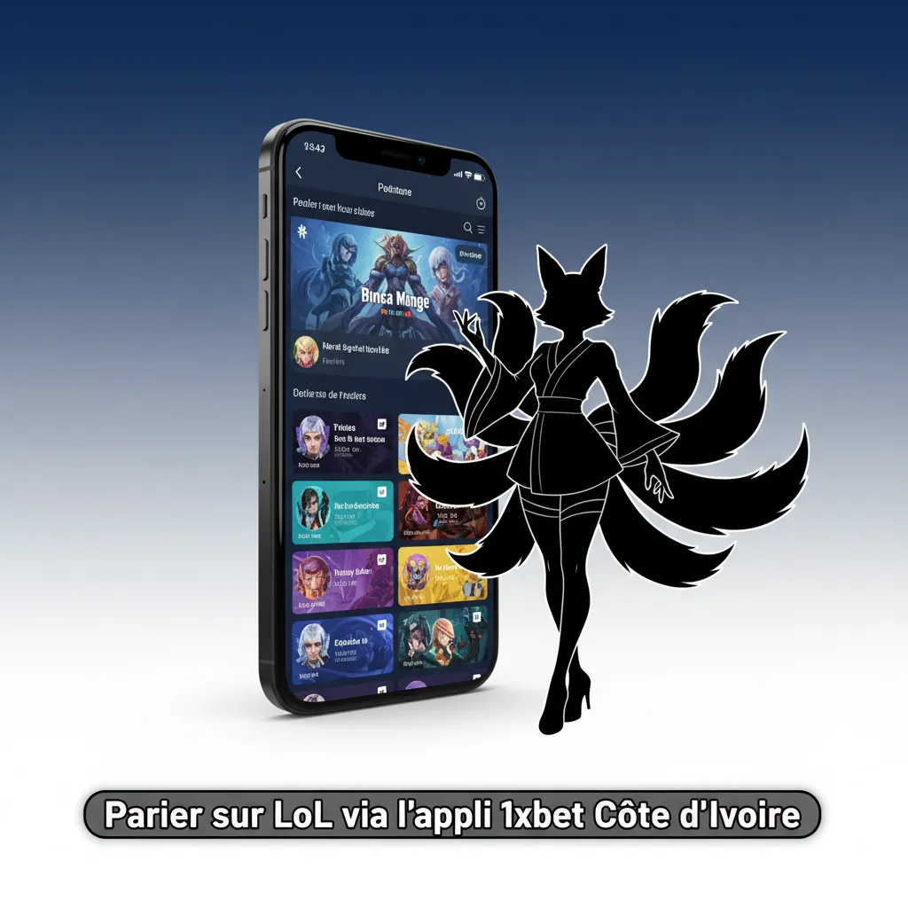 Écran de l’appli 1xbet: paris LoL en Côte d’Ivoire, cotes en direct, XOF et dépôts Orange Money/MTN/Moov.