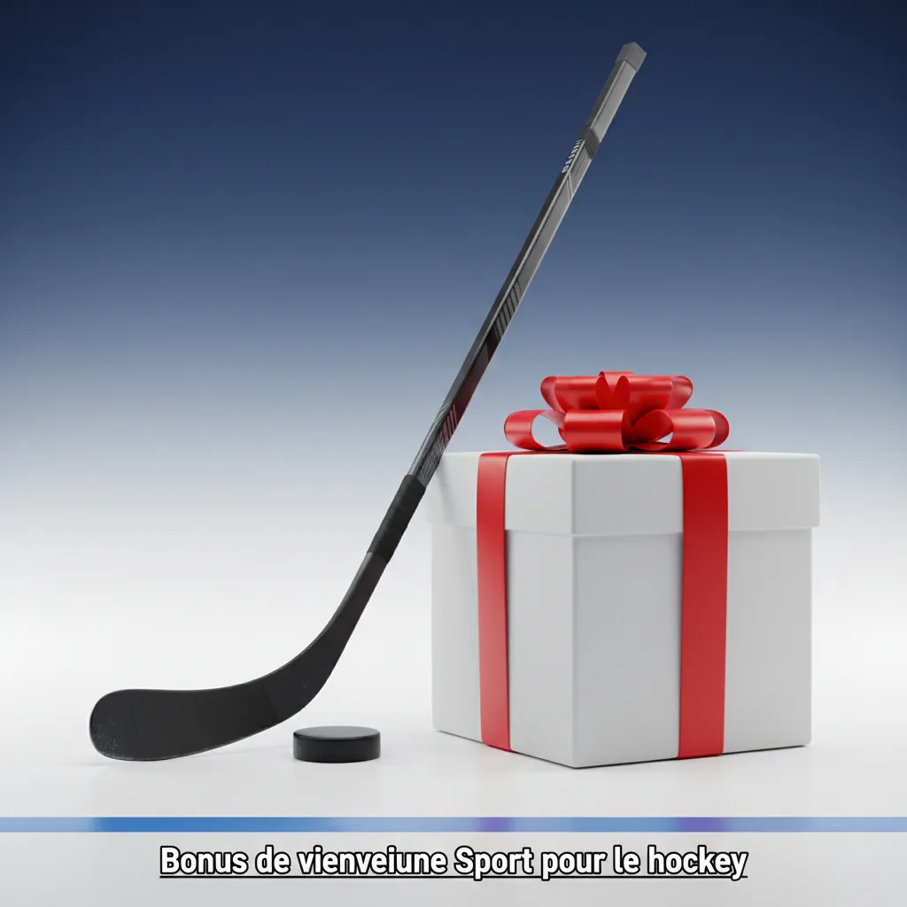 Affiche promo: Bonus de bienvenue Sport 100% sur premier dépôt pour le hockey; exigences x5, cotes min 1,40. Activez l’offre