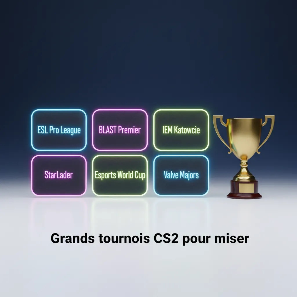 Affiche des grands tournois CS2 pour miser: Majors, ESL Pro League, BLAST, IEM Katowice/Cologne, EWC, StarLadder.